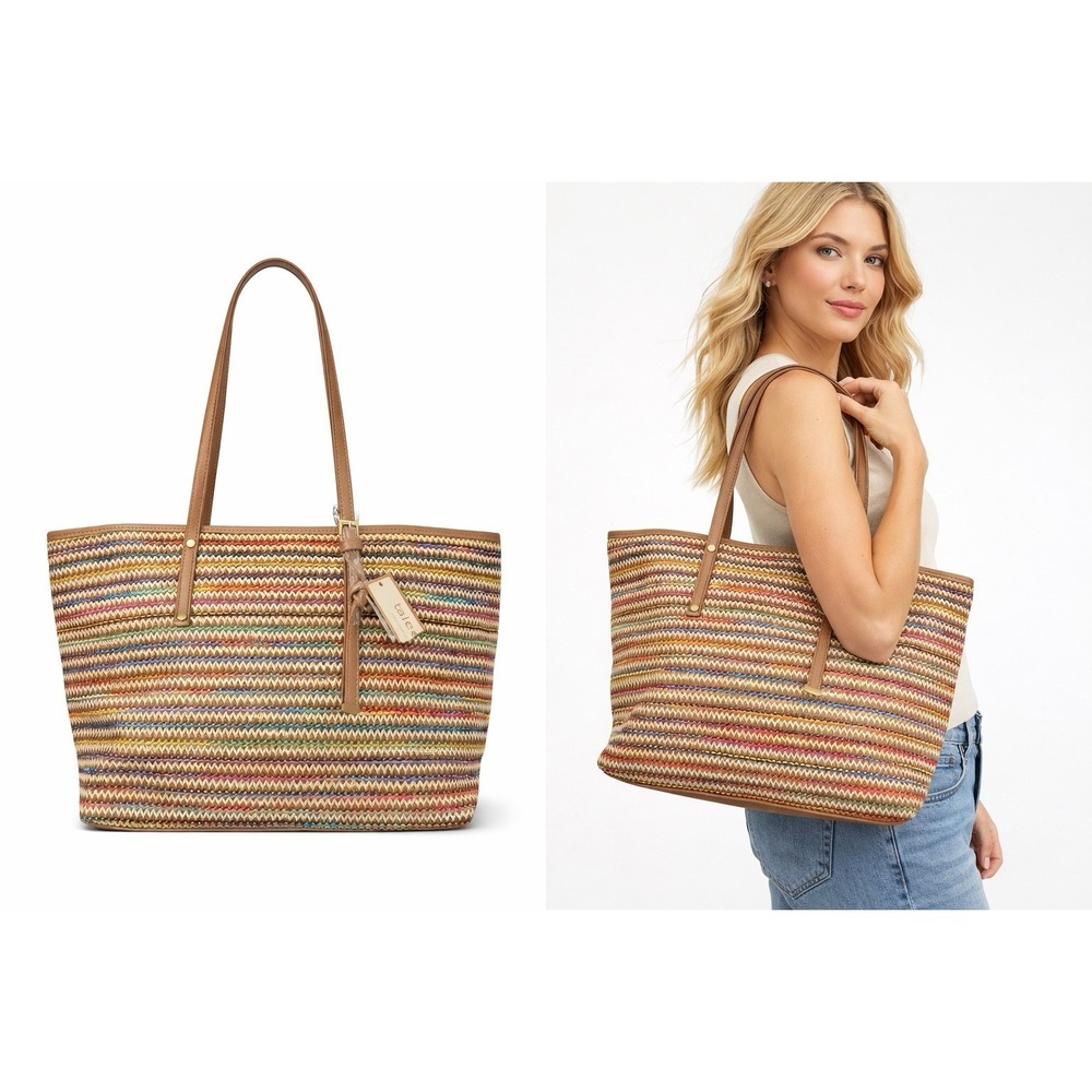 Taleen Canvas Tote Bag with Leather StrapsNWT‎